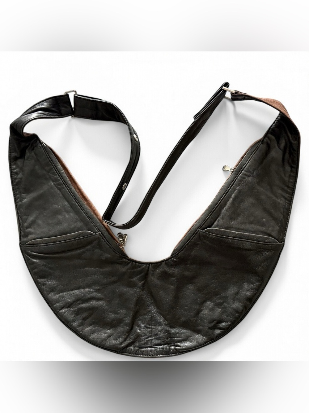 Black/brown reversible leather Sash Bag